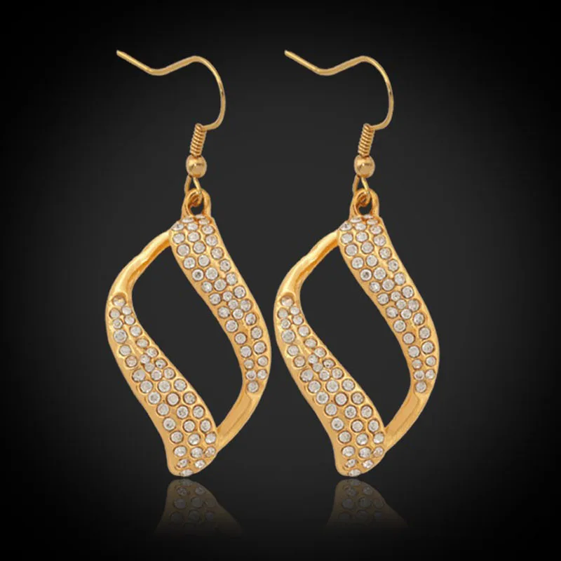 Женские серьги подвески с кристаллами золотого цвета|earings fashion|earring wholesalerearrings base |