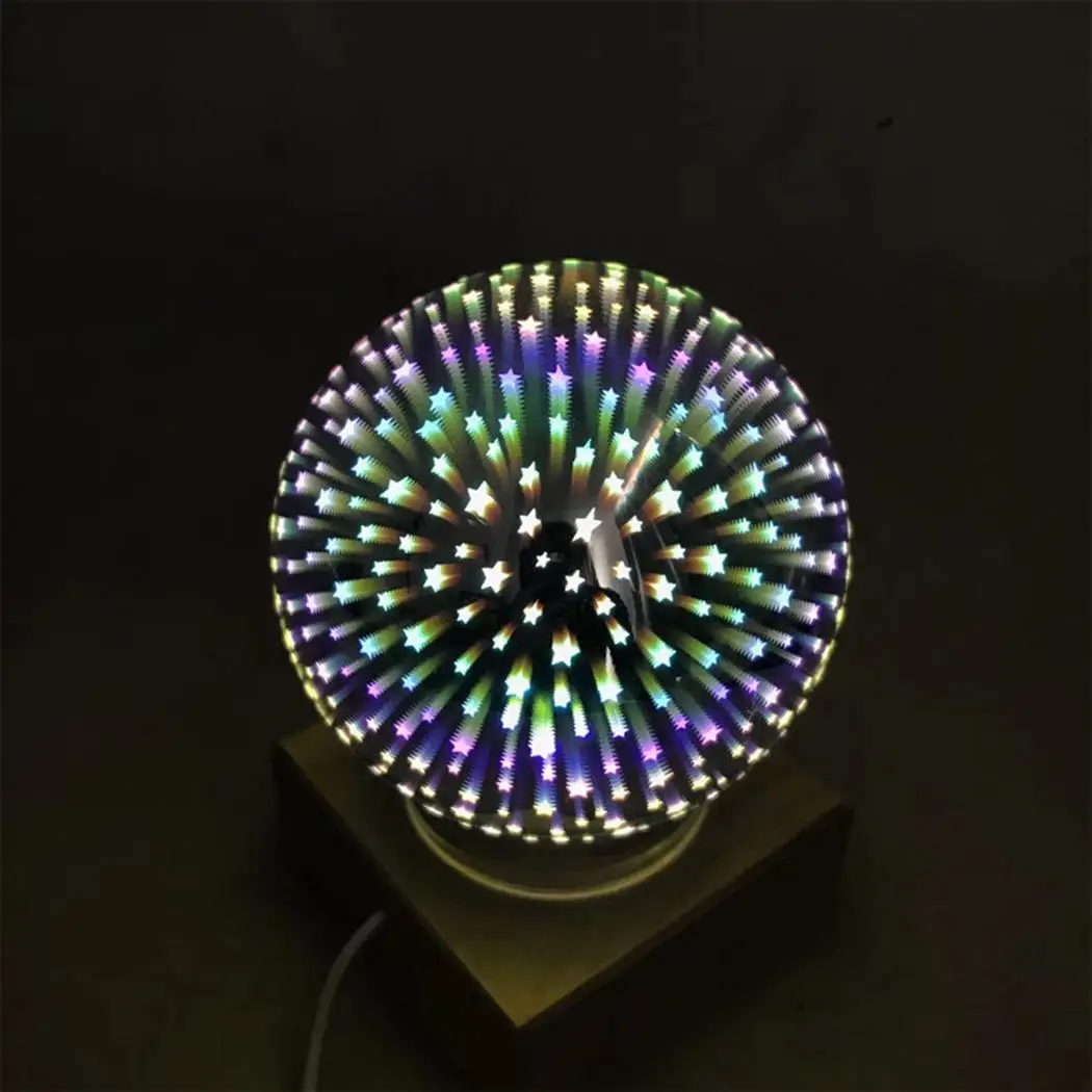 Creative 3D Glass Cover LED Night 5V Round Light Star Butterfly Desk 3W Lamp Home USB Decor As Picture | Лампы и освещение