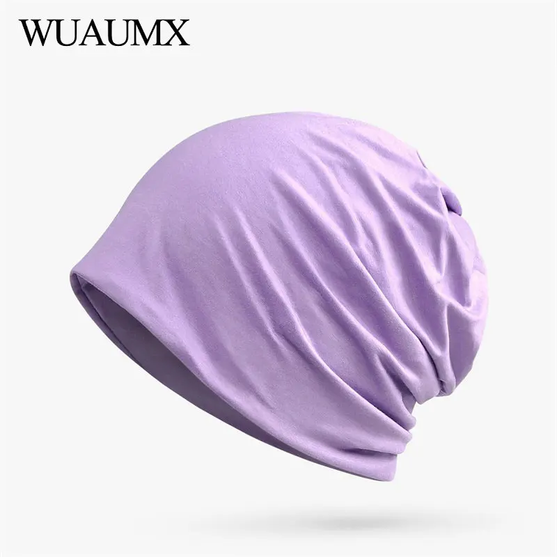 Wuaumx Весенняя быстрая подкладка с модальным тюрбаном однотонные шапочки в стиле