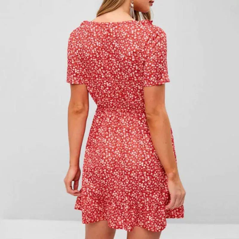 Сексуальное платье с глубоким v-образным вырезом и короткими рукавами в