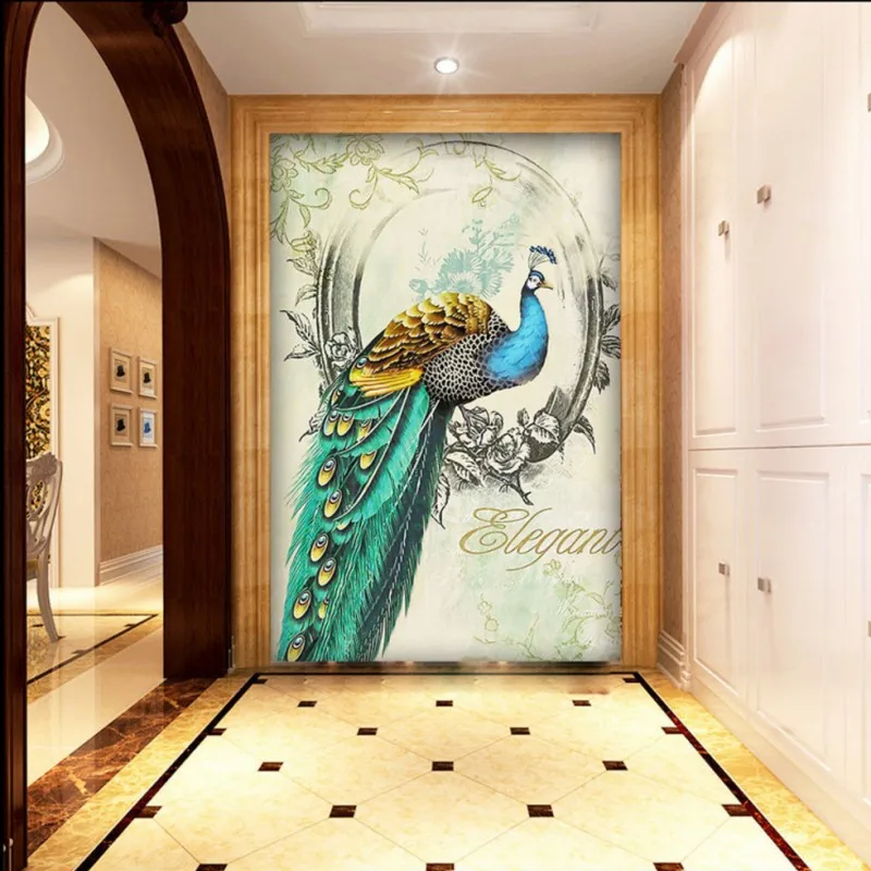 Пользовательские фото обои Европейский Павлин картина маслом 3D стерео вход