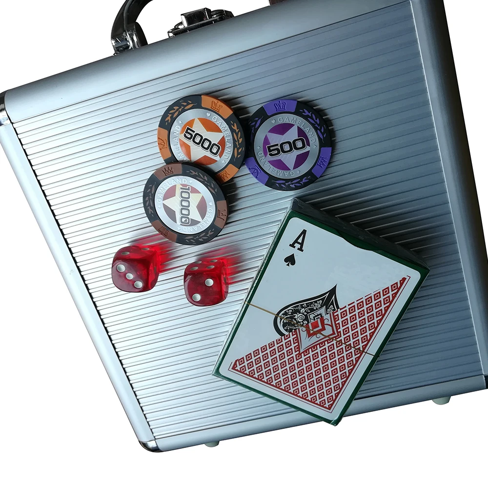 Фишки для покера набор фишек Техасский Холдем алюминиевая коробка 100 + 2 5 кубиков 1