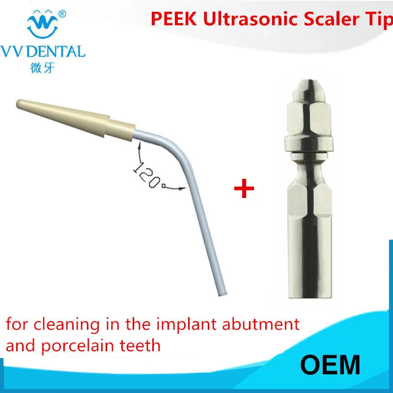

PEEK ultrasonic scaler tip compatible with original EMS / VV DENTAL Ultrasonic Scaler for the cleaning of denture