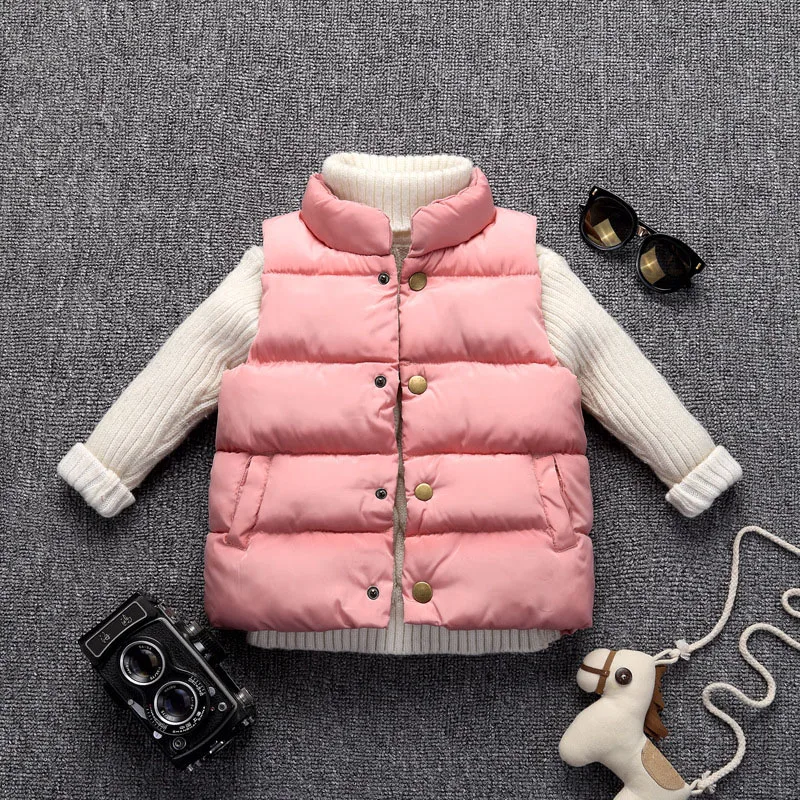 2018 детский жилет осенне зимний куртка однотонная однобортная верхняя одежда с
