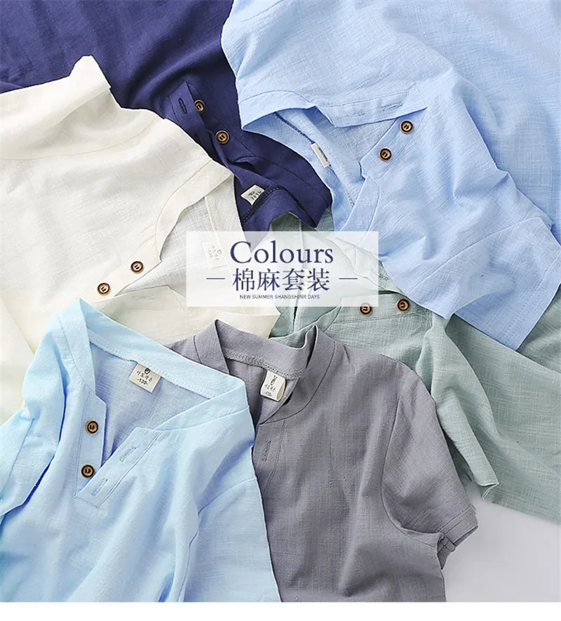 fashion Children Boys Clothing Sets Comfortable linen T-Shirt + Shorts kids school party Home pajamas two-piece Suits AA3592 |