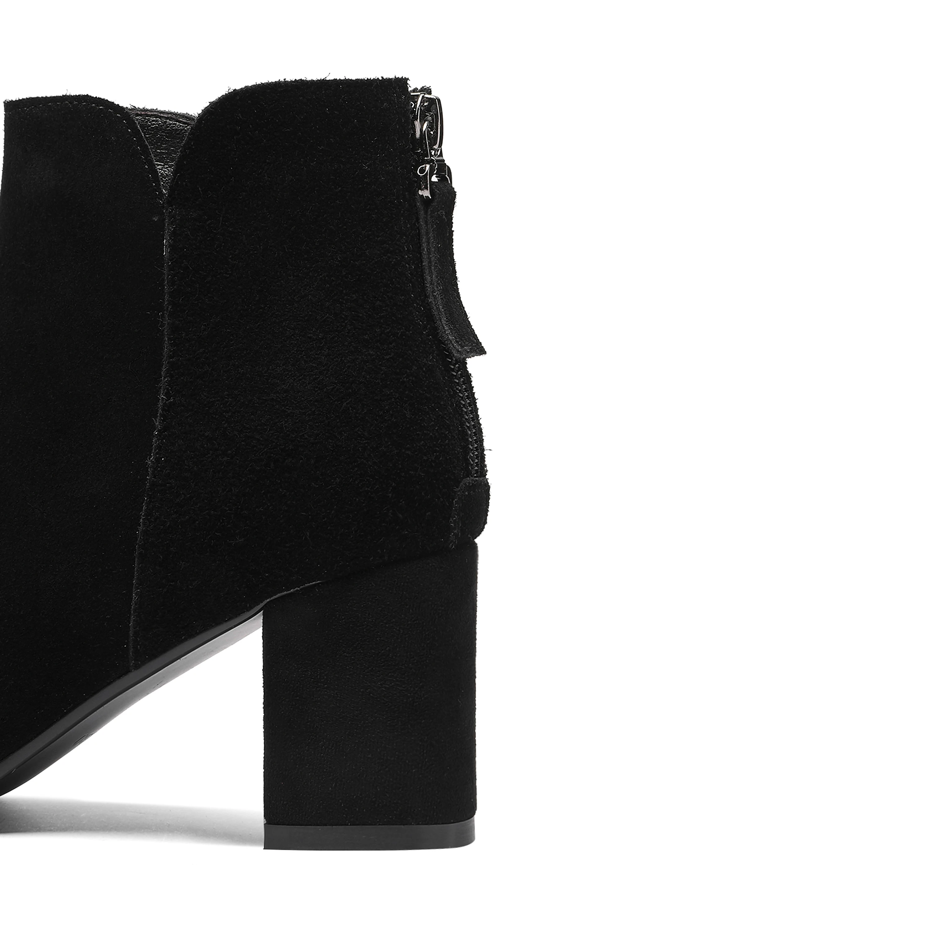 Ankle Boots for Women New Boots Women Leather Zipper 7cm