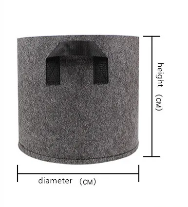 1/2/3/5 Gallon Felt Grey Fabric Plant Grow Bag Garden Planting Bag with Handle Growing Box Vegetable Potato Round Pot Container
