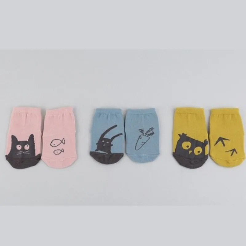 Унисекс с рисунком противоскользящие хлопковые носки для новорожденных детей