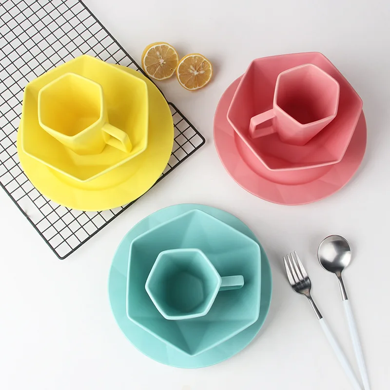 1 комплект керамической матовой посуды элегантный фарфоровый набор кружка