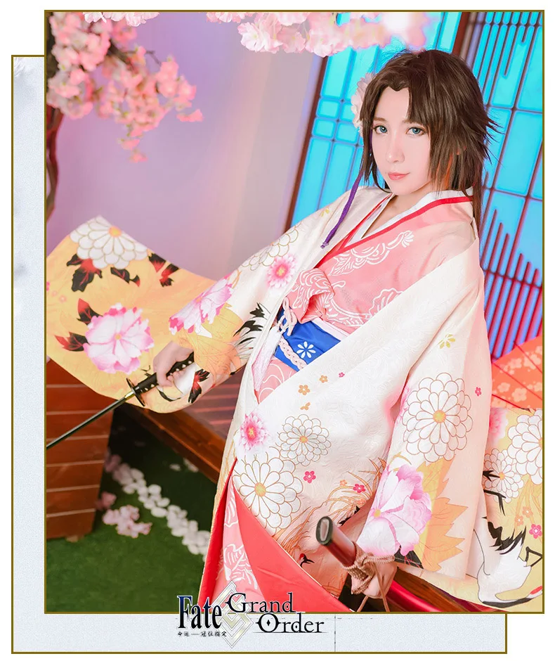 Fate Grand Order Okita Souji FGO кимоно Косплей Костюм Полный комплект Женский костюм COSPLAYONSEN |