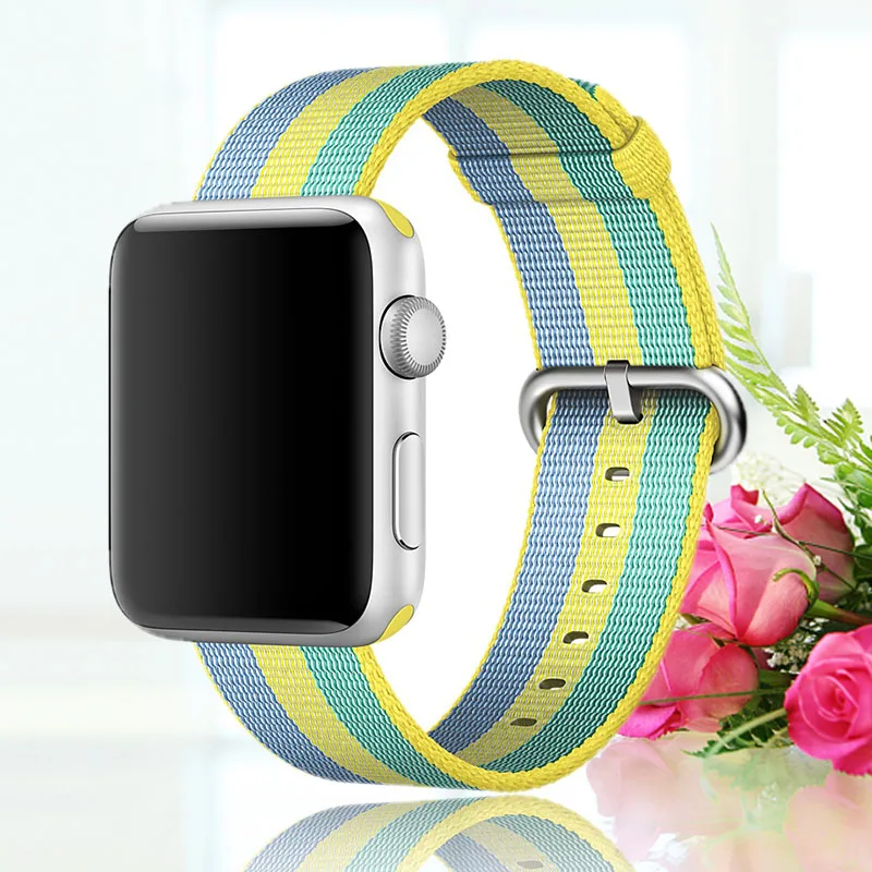Pollen Stripe Браслет для apple watch, 44 мм, группа 5, 4, 3, 2, 1, тканый нейлоновый ремешок для iWatch, 40 мм, цветной узор, классическая пряжка - Цвет ремешка: Pollen Stripe