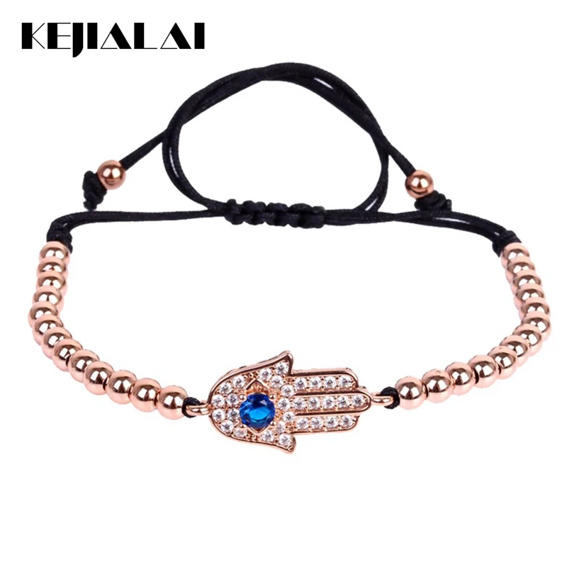 Анил аржандас сглаза мужской браслет микро проложить CZ синий кристалл Хамса