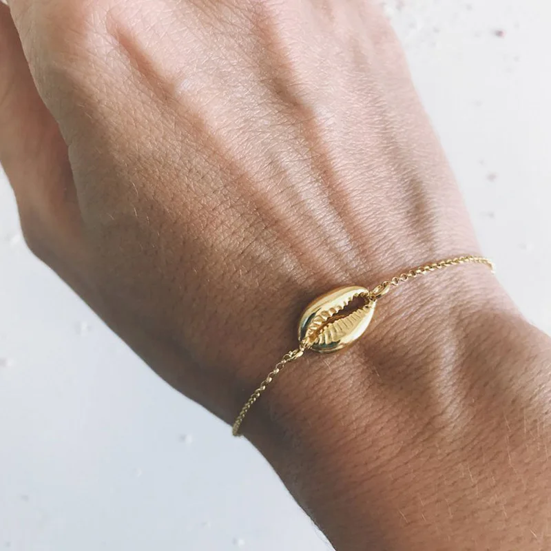 Богемная модная серебряная с золотом цепь в виде ракушки браслет для женщин