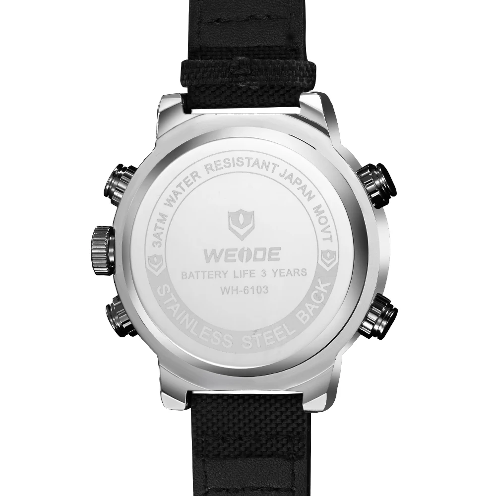 WEIDE часы люксовый бренд кварцевые часы спортивные цифровые nylong платье часы модные повседневные водонепроницаемые черные часы с будильником relogio