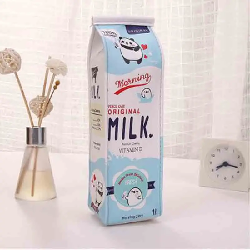 Blue Чехол для карандашей из искусственной кожи с рисунком из мультфильма Morning Milk, органайзер для хранения канцелярских принадлежностей, сумка для школы и офиса Escolar - Цвет: Blue