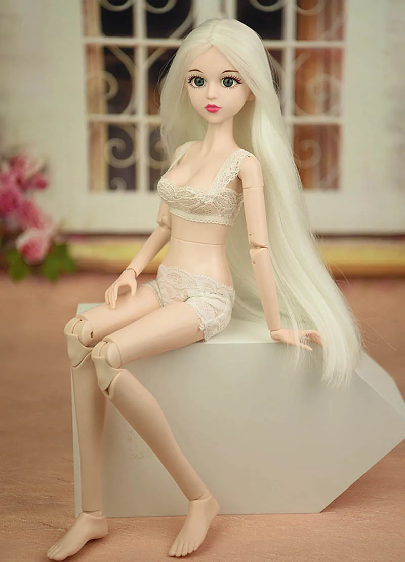 Белые фосфоресцирующие волосы 1/4 BJD Обнаженная кукла Синьи 3D настоящие глаза голые 46 см Оригинальная кукла тело макияж кукла для косплея DIY куклы