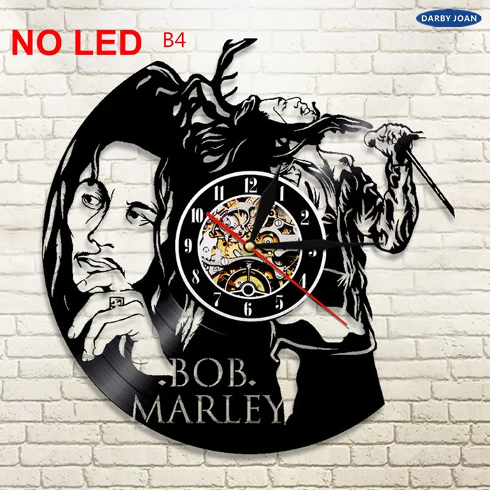 NO LED B4 Bob Marley One Love For regae Lover виниловые Часы светодиодный светильник винтажный LP Record подарок ручной работы декоративный силуэт лампа - Цвет: NO LED B4