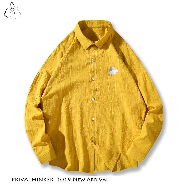 Мужская Уличная рубашка Privathinker Повседневная с вертикальными полосками и длинным