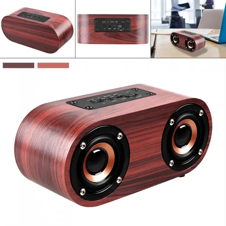 Q8 6 Вт деревянный двойной рог 4,2 Bluetooth беспроводной динамик поддержка AUX кабель подключения и TF карты воспроизведения для планшетных ПК/MP3