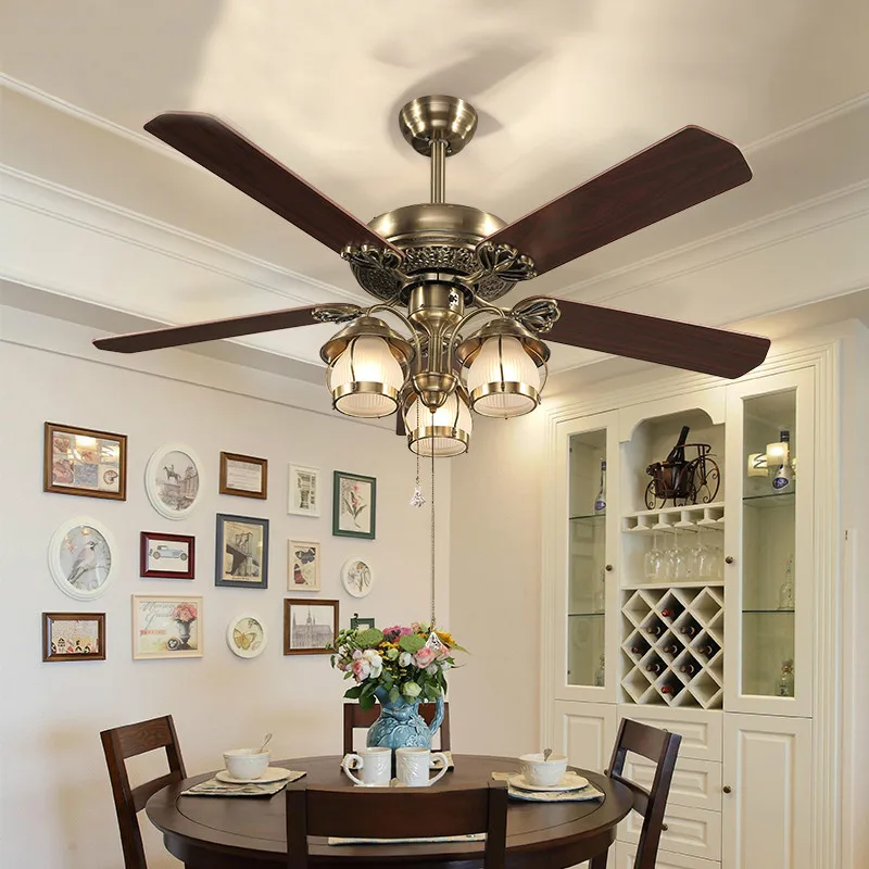 Eusolis 50 Inch Ceiling Fan With Lights Remote Control Dekoratif Fanus Lamp Moderne Plafond Ventilator | Лампы и освещение