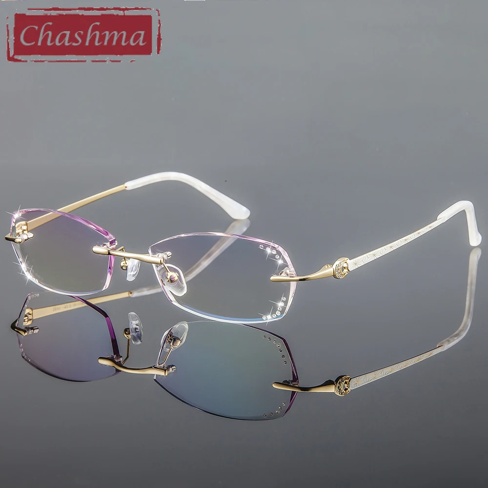 Женские очки без оправы Chashma роскошные цветные с алмазной отделкой оправа из