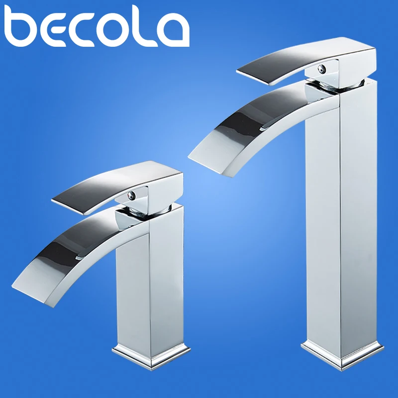 

BECOLA Bathroom Faucet Deck Mounted Waterfall Faucet Single Hole Basin Faucet Brass Material Basin Mixer Tap Water Torneir G7033