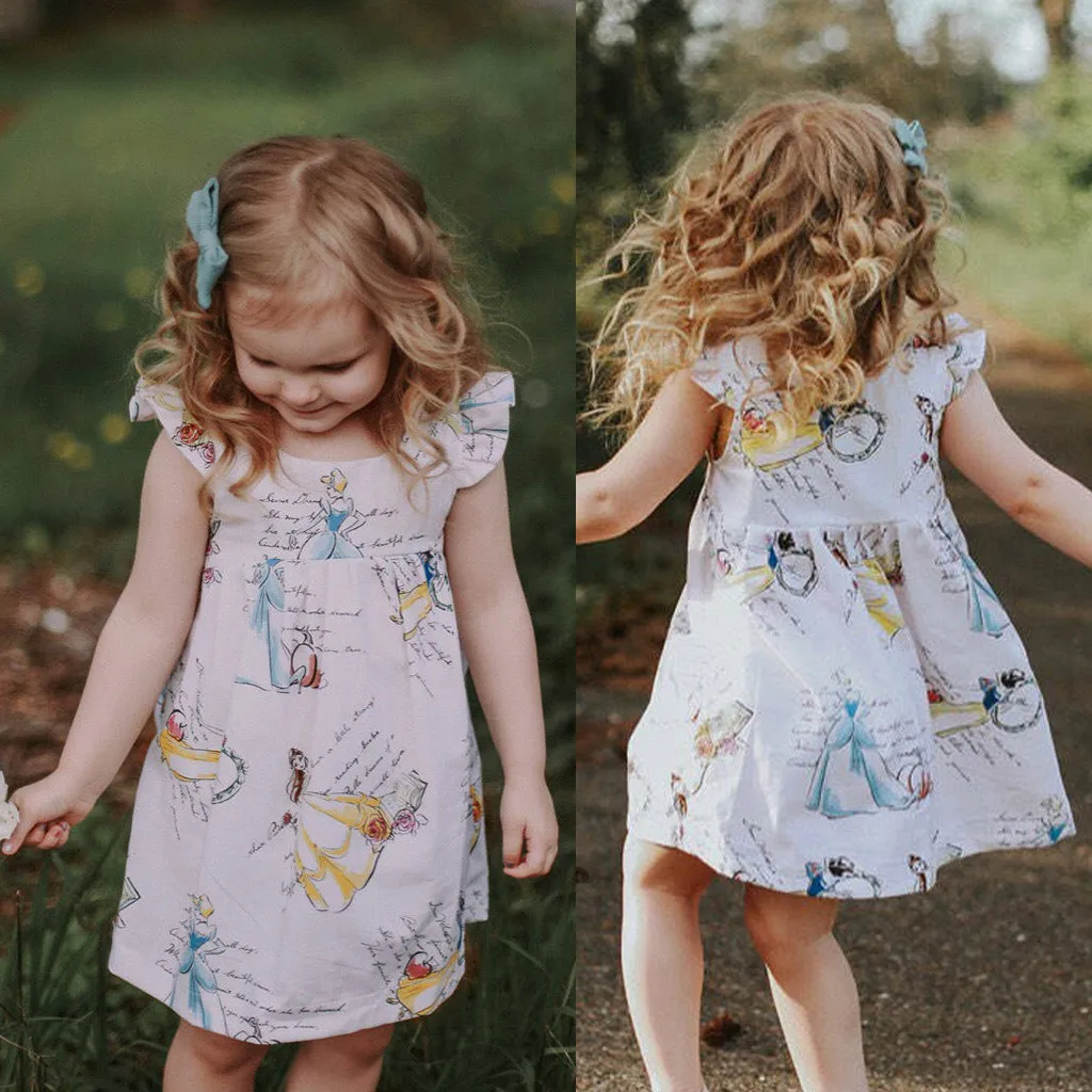 Kids Dress Toddler Baby Girl Clothes Cartoon Princess Sleeveless Outfits Robe Enfant Vaiana Cotton Clothing For Girls | Детская одежда