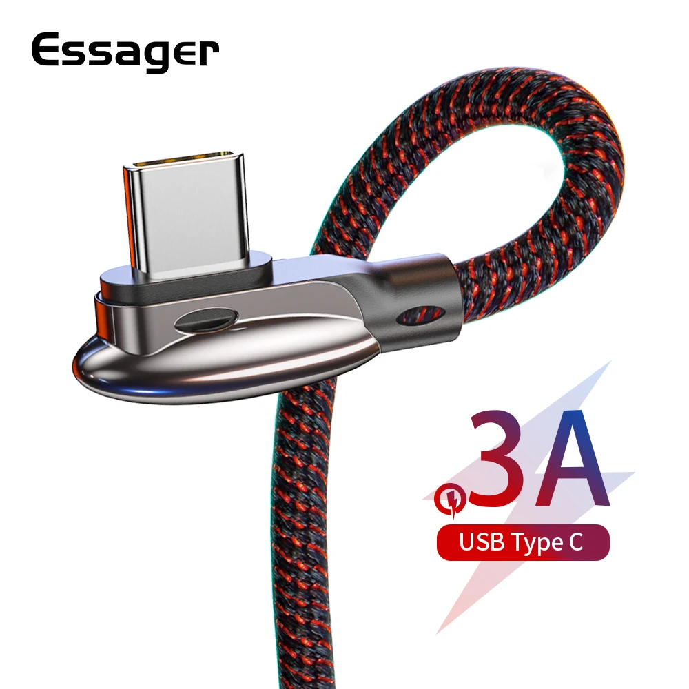 Зарядный кабель Essager USB Type C 3 А для Xiaomi Redmi Note 7 K20 Samsung Oneplus Pro|Кабели мобильных