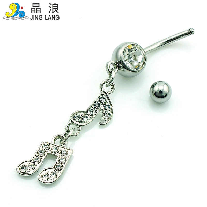 Promotion! DIY Brand New Wholesale Price Fashion White Rhinestone Music Note Navel Piercing Rings For Women Body Jewelry | Украшения и