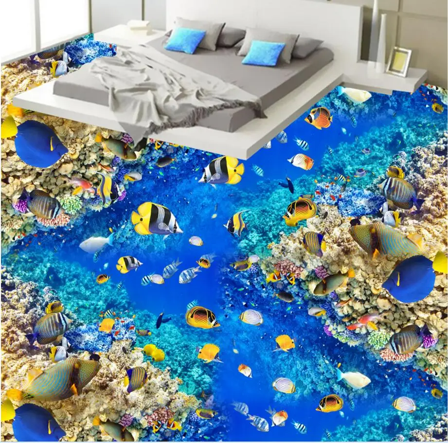 3d ПВХ Самоклеящиеся обои с рисунком рыбок кораллов под водой|wallpaper for walls|wallpaper