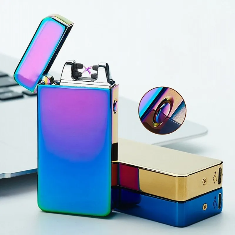 Новинка электронные зажигалки для сигарет USB зарядка двойная дуга импульсный