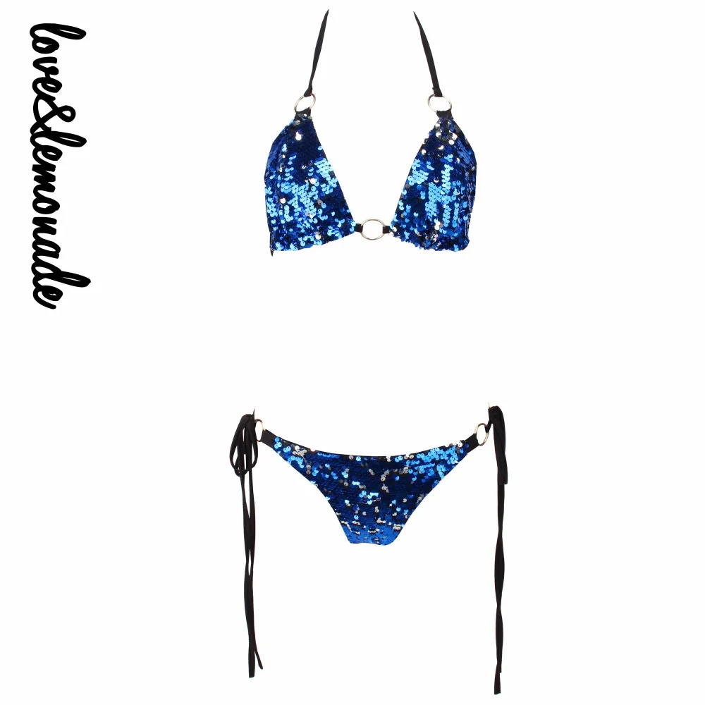 Женский Железный костюм LOVE & LEMONADE голубой с блестками модель LM0049|irons set|sequin setlove sets |