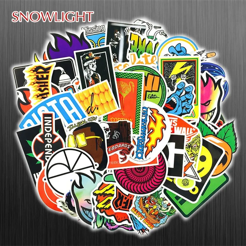 Горячая 100 шт скейтборд модный бренд логотип Водонепроницаемый Стикеры для