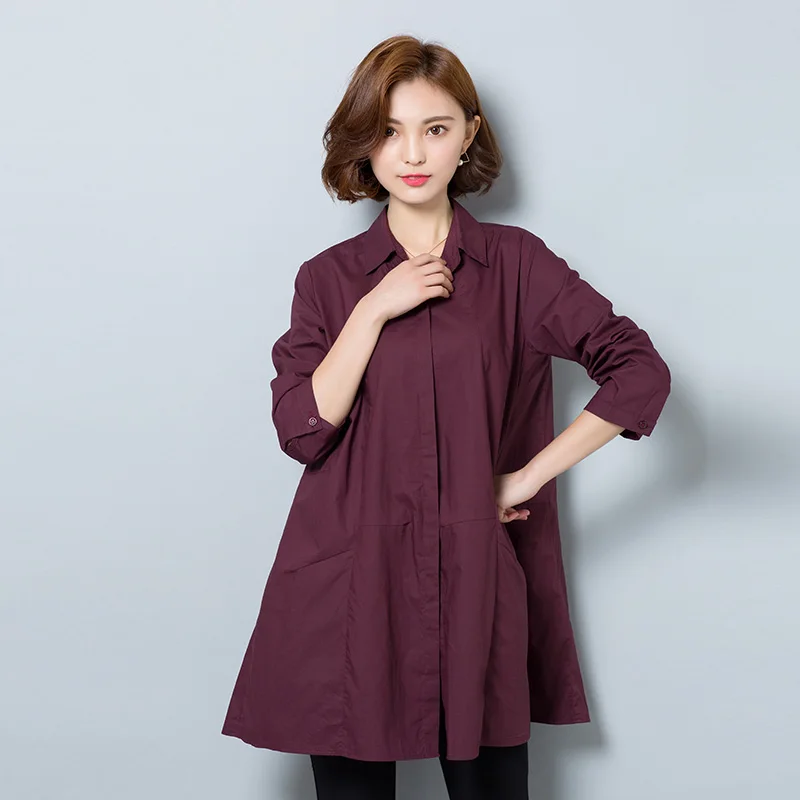 Блузка женская однотонная свободного покроя на осень батальных размеров|blouses for