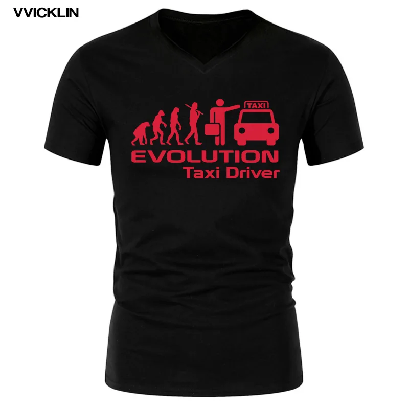 Мужская хлопковая футболка с коротким рукавом и v образным вырезом Evolution Of Taxi Driver