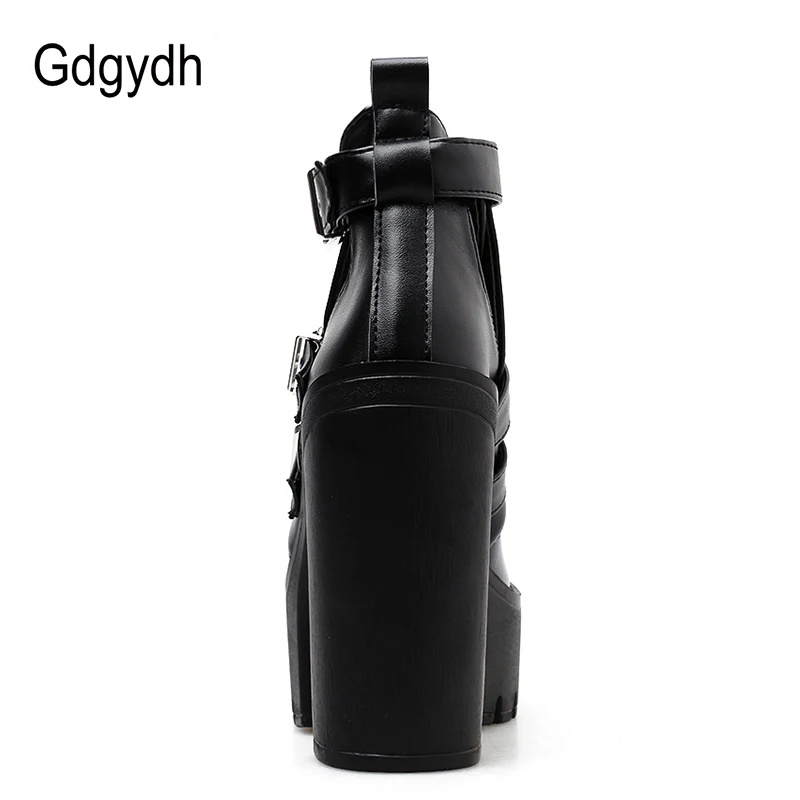 Женские ботинки с пряжкой Gdgydh черные обувь на платформе и высоком каблуке