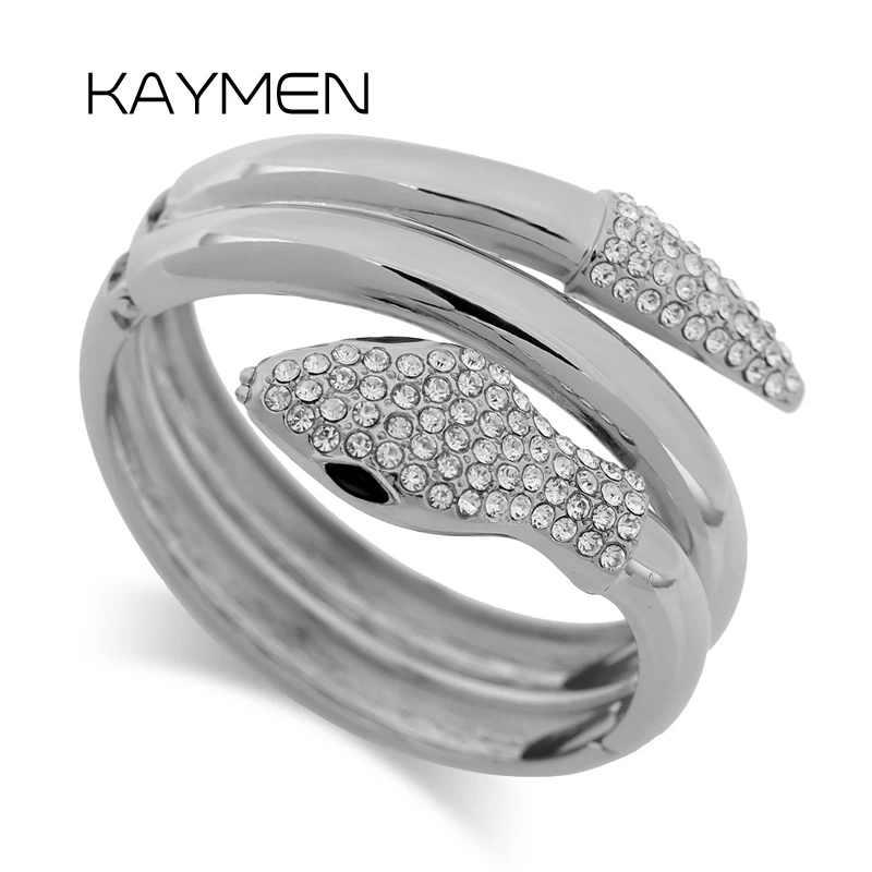 KAYMEN новейшая мода змея браслет манжета для женщин золотое или серебряное
