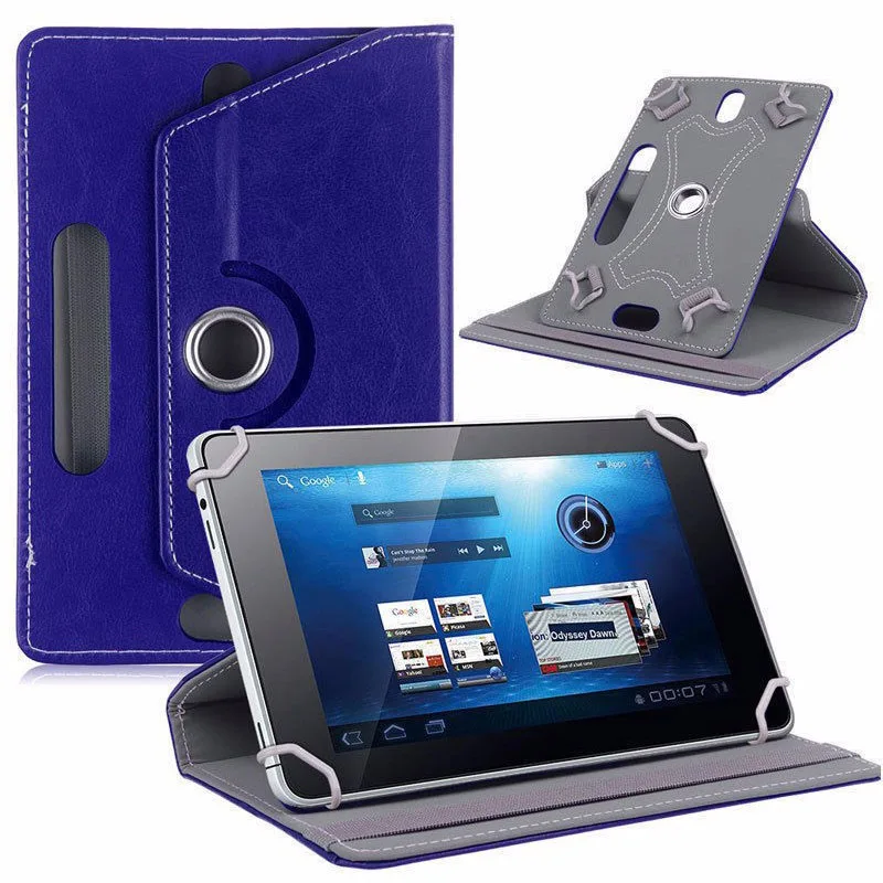 Blue 10 дюймов Универсальный Флип вращающийся кожаный чехол для ipad samsung huawei Стенд Чехлы для 10,1 дюймов защиты планшета - Цвет: Blue
