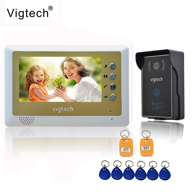 Vigtech домашняя 7 ''ЖК видео домофон комплект 700TVL RFID Водонепроницаемая ИК камера