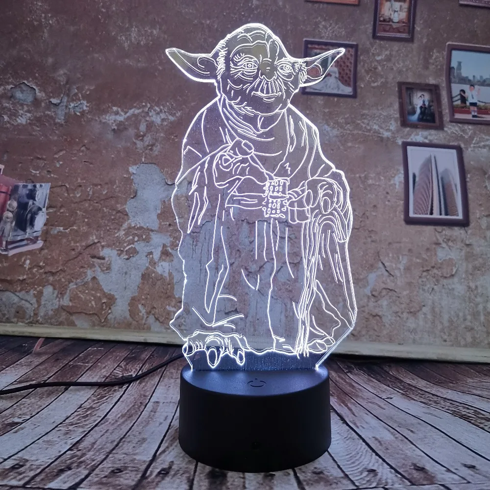 Новый Звездные войны йода Рыцарь Джедай 3D светодиодный светильник ночник