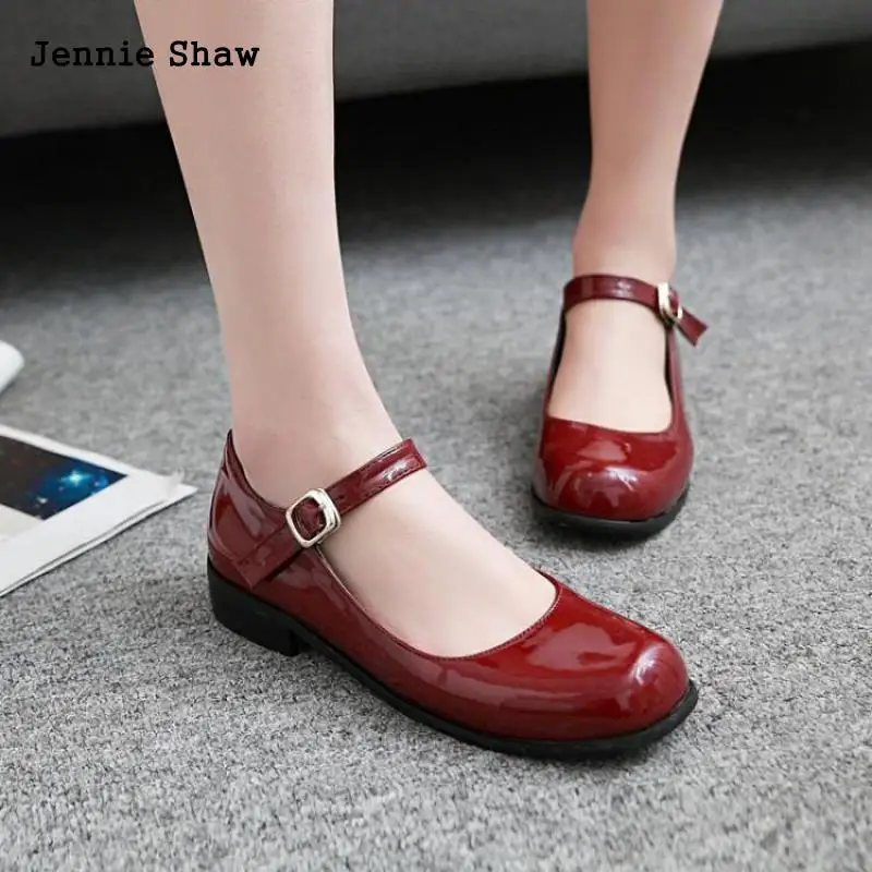 

School Students Shoes Patent Leather Mary Janes Casual Solid Buckle Strap Summer Women Shoes Flats