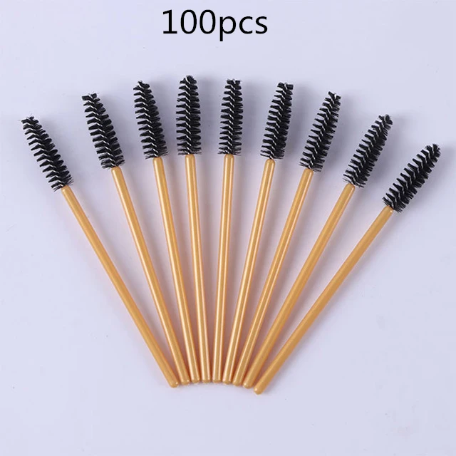 100pcs 50/100 шт одноразовые щеточки с тушью для ресниц Аппликатор палочки, удлинительные ресницы щетки и гребни для волос силикон, кисти для макияжа инструменты Розовый - Handle Color: 100pcs