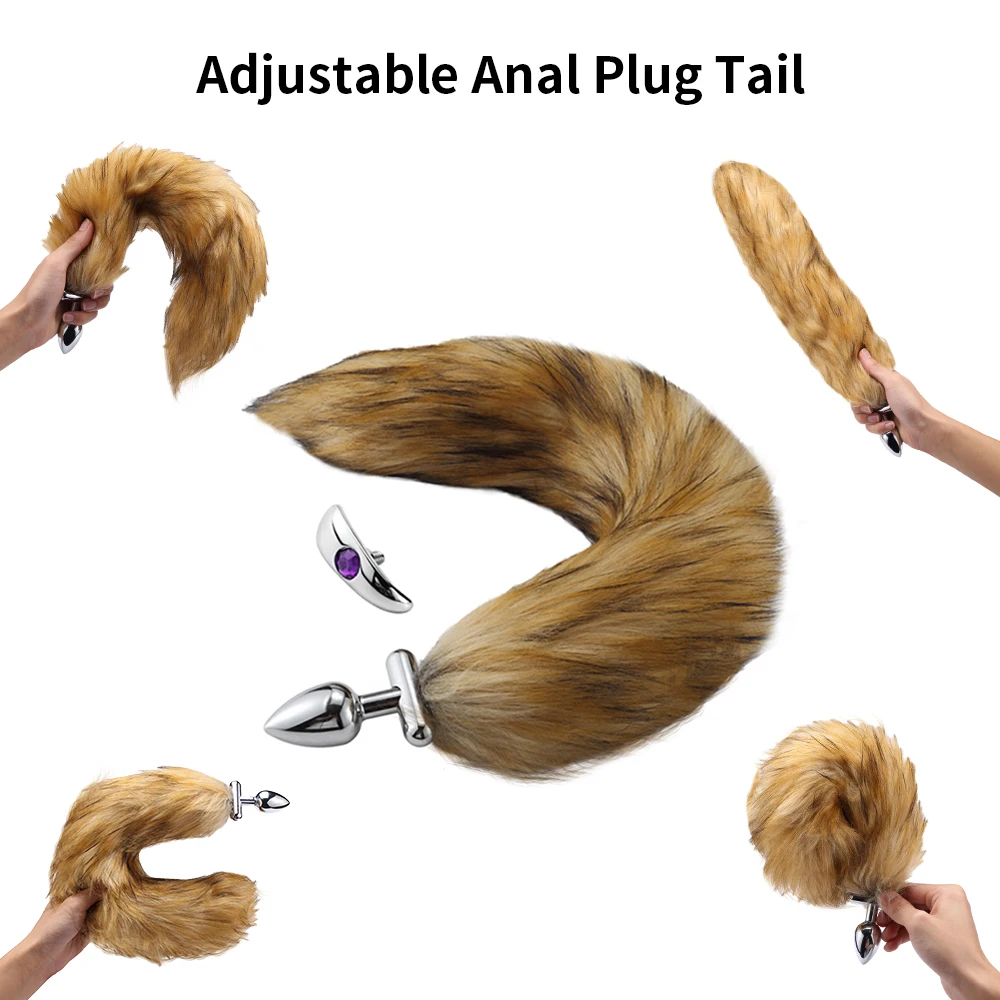 SM Cosplay Adjustable Fox Tail and Cat Ear Aluminium Alloy Butt Plug Artificial Wool 8 Color for BDSM | Красота и здоровье