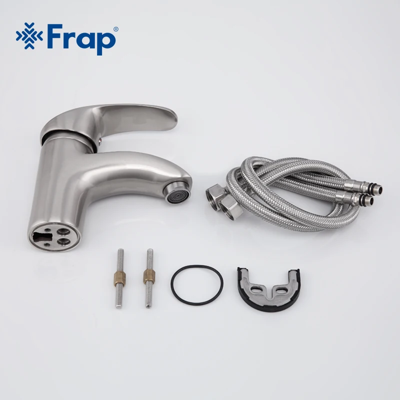 

Frap Nickel Brushed Bathroom shower faucet with basin tap hot and cold water taps ABS shower head Outlet pipe F2221-5+F1021-5