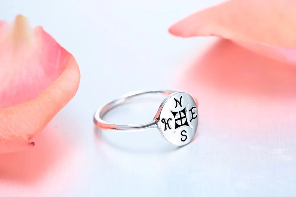 Золотые модные оригинальные кольца с компасом женские круглые крошечные