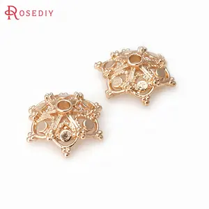 Латунные бусины с покрытием 24-каратным золотом, 13 мм, 6 шт.