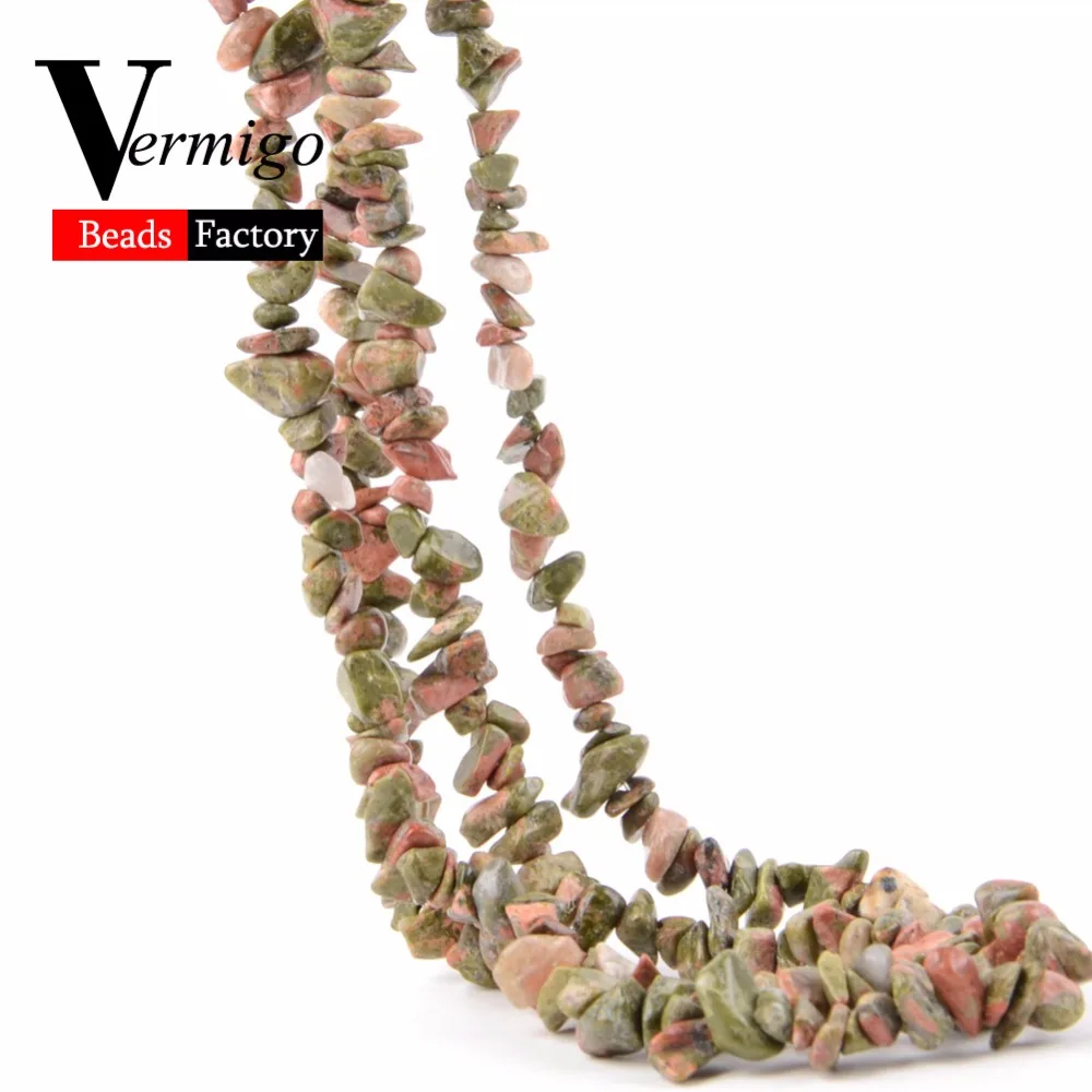 Нестандартные бусины из натурального камня унакита гравия для изготовления