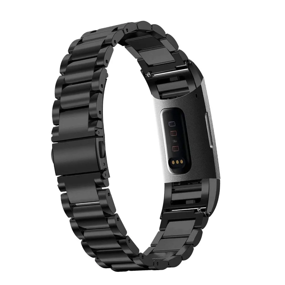 Ремешки из нержавеющей стали для Fitbit Charge 3 металлические браслеты застежка бабочка часы ремешок умные часы с ремнем маленький большой 9,15