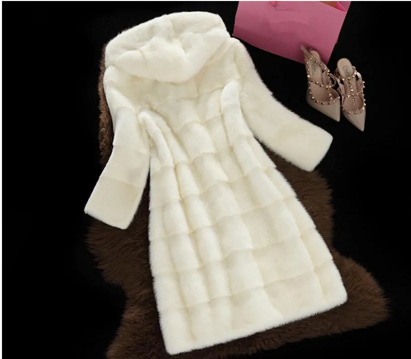 Женские новые длинные меховые куртки с капюшоном женские S/3Xl зимняя Осенняя верхняя одежда из искусственного меха размера плюс повседневная меховая одежда J2069