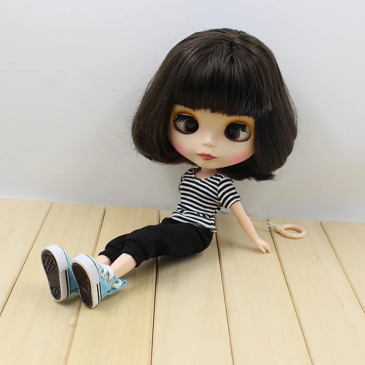ICY DBS Blyth кукла 1/6 bjd игрушка короткие черные волосы с перекрещивающимися прядями